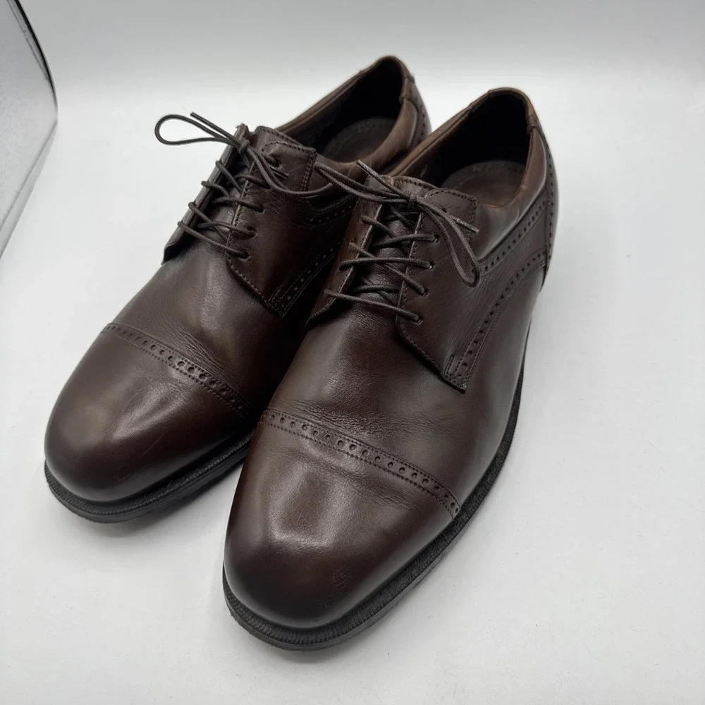 Florsheim MagneForce Shoes Men 9 Brown Leather Cap Toe Derby Dress Comfort